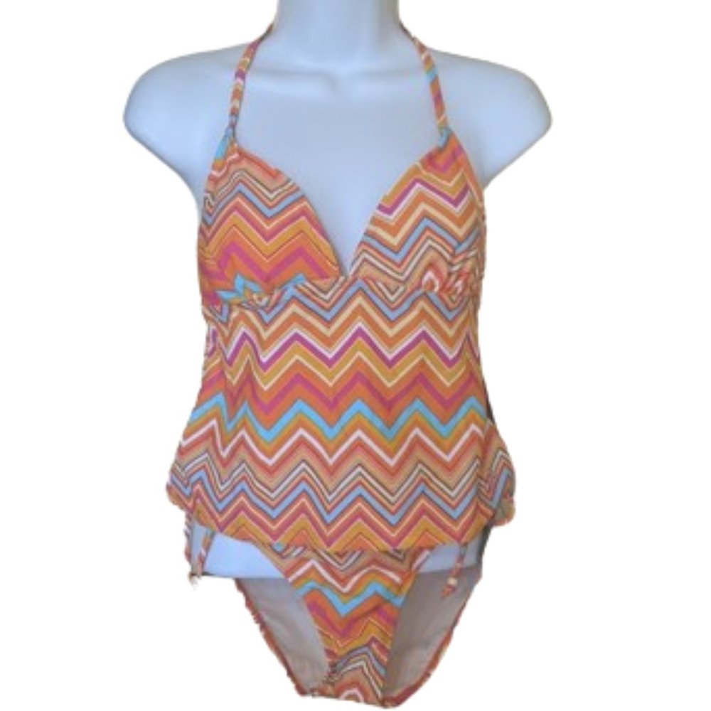 Orange Red Blue 2 piece Bathing Suit Swim Suit Size Medium New NWT